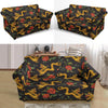 Chinese Dragon Rose Pattern Print Loveseat Cover-grizzshop