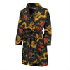 Chinese Dragon Rose Pattern Print Men Long Robe-grizzshop