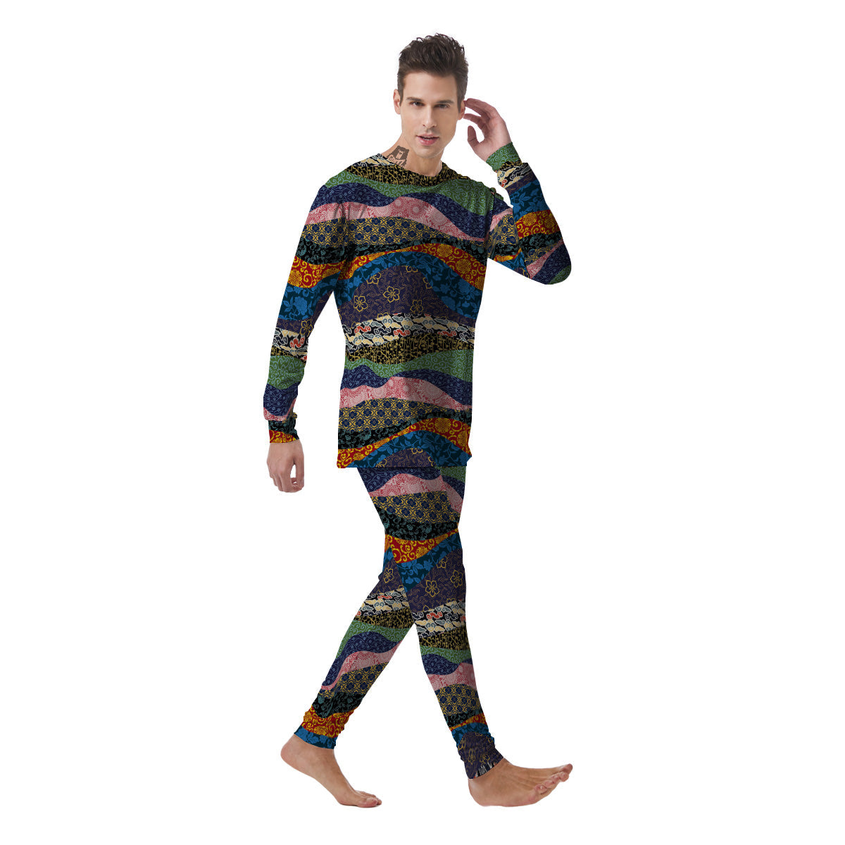 Chinese Fabric Art Print Pattern Men's Pajamas-grizzshop