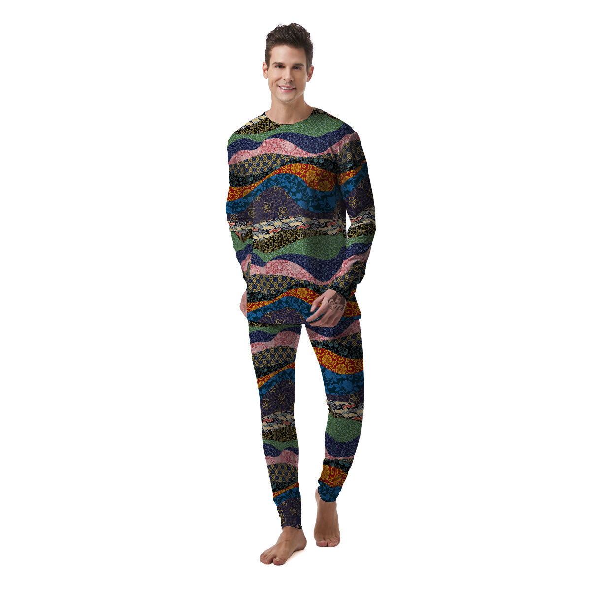 Chinese Fabric Art Print Pattern Men's Pajamas-grizzshop