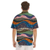 Chinese Fabric Art Print Pattern Men's Short Sleeve Shirts-grizzshop