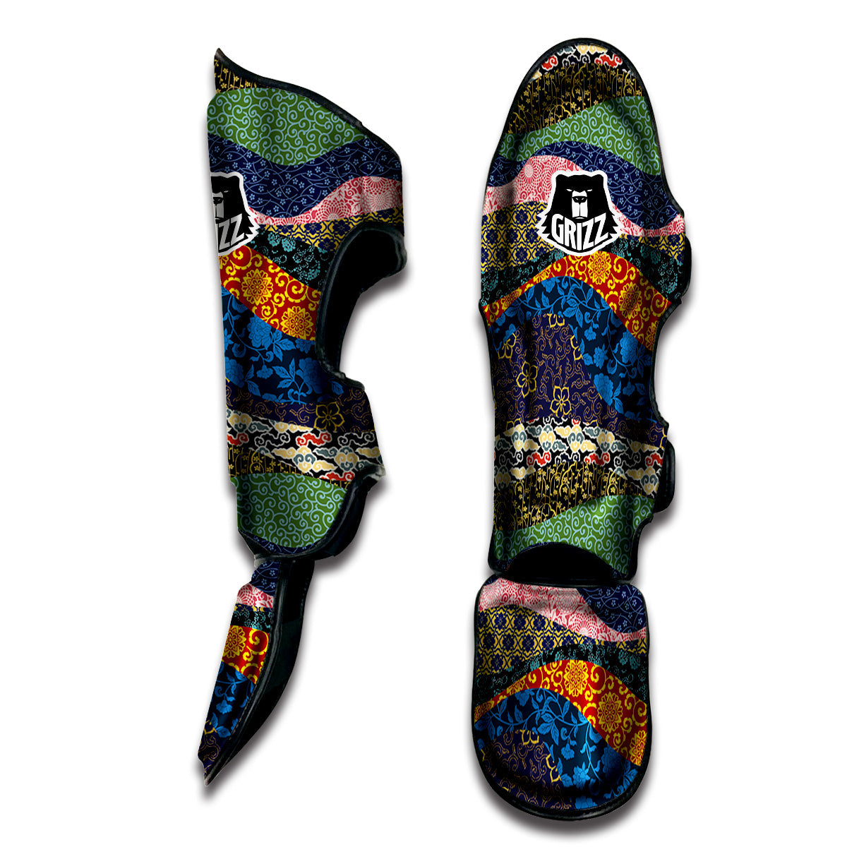 Chinese Fabric Art Print Pattern Muay Thai Shin Guards