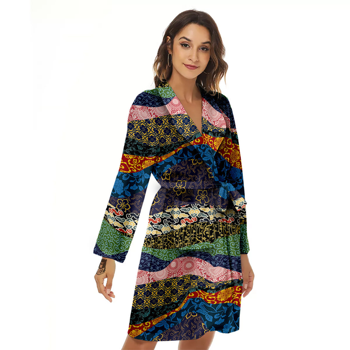 Chinese Fabric Art Print Pattern Women's Robe-grizzshop