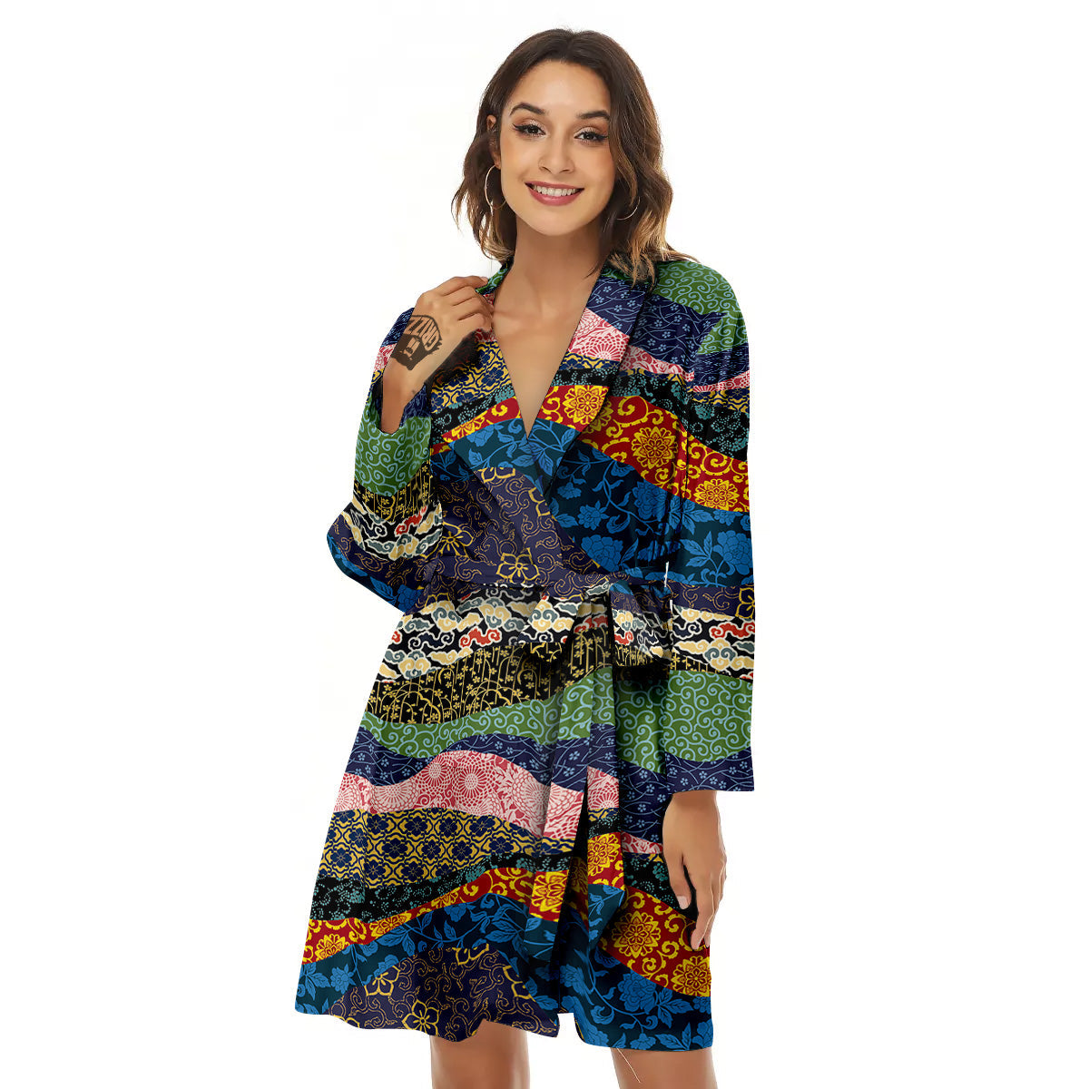 Chinese Fabric Art Print Pattern Women's Robe-grizzshop