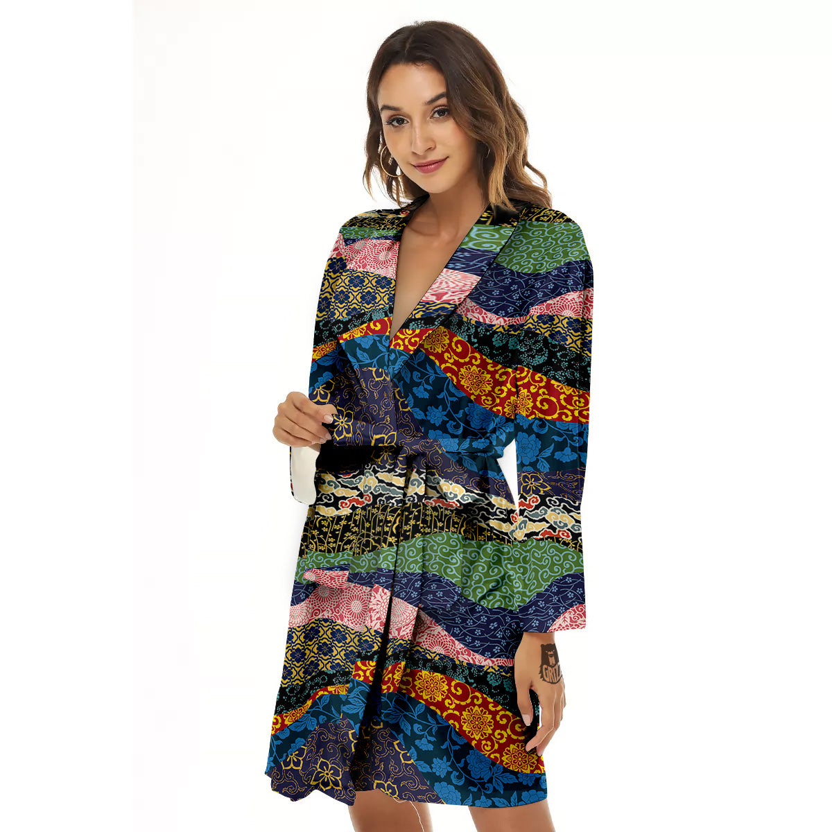 Chinese Fabric Art Print Pattern Women's Robe-grizzshop