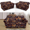 Chinese Floral Dragon Pattern Print Loveseat Cover-grizzshop