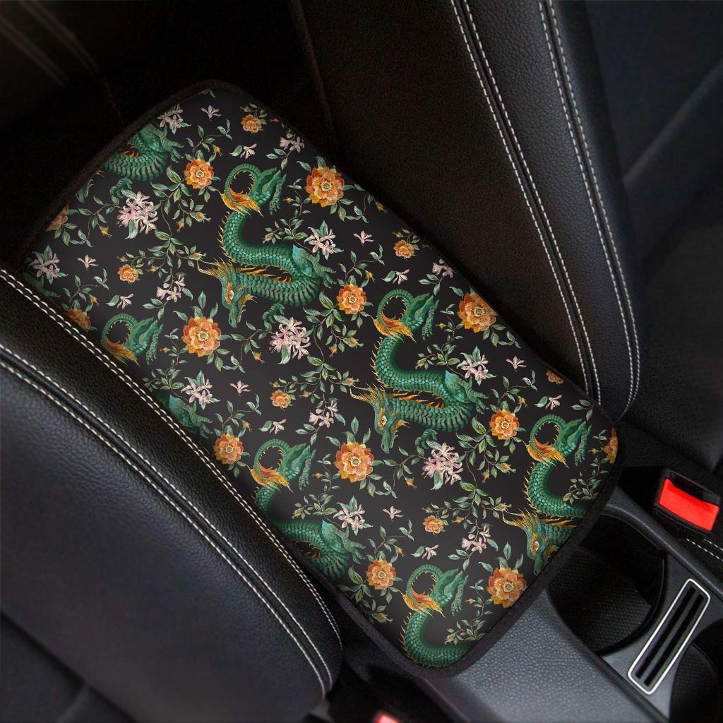 Chinese Green Dragon Print Car Console Cover-grizzshop