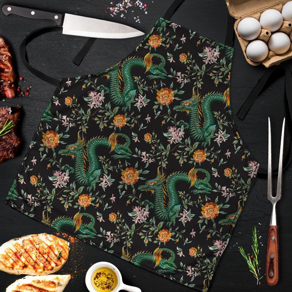 Chinese Green Dragon Print Men's Apron-grizzshop