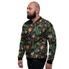 Chinese Green Dragon Print Men's Bomber Jacket-grizzshop