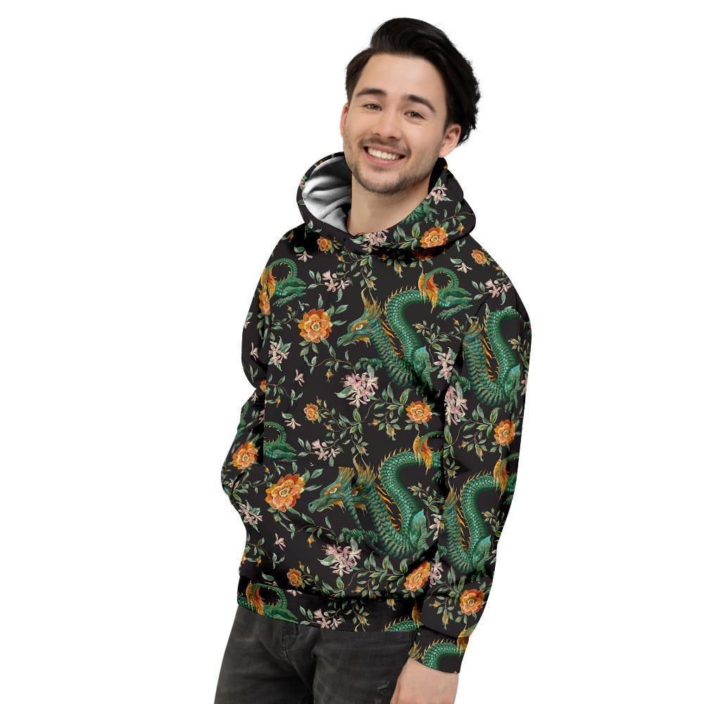 Chinese Green Dragon Print Men's Hoodie-grizzshop