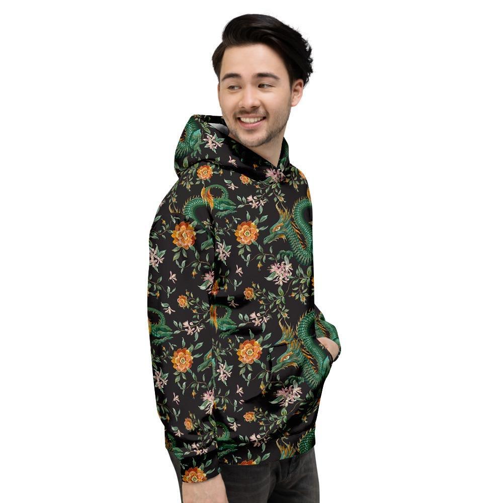 Chinese Green Dragon Print Men's Hoodie-grizzshop