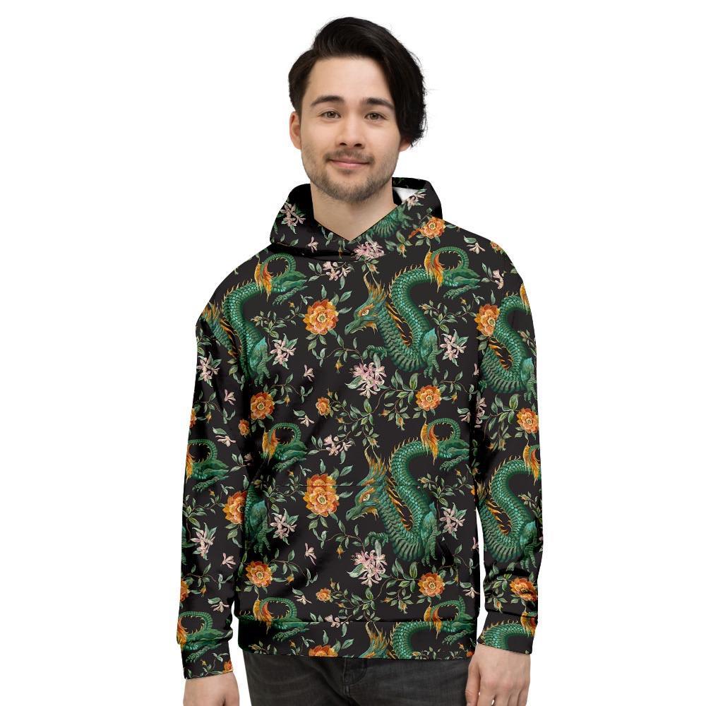 Chinese Green Dragon Print Men's Hoodie-grizzshop