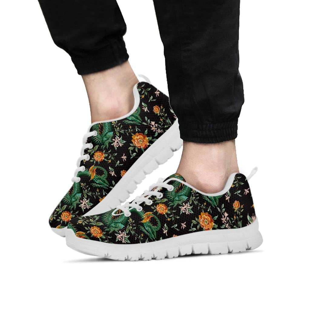 Chinese Green Dragon Print Men's Sneakers-grizzshop