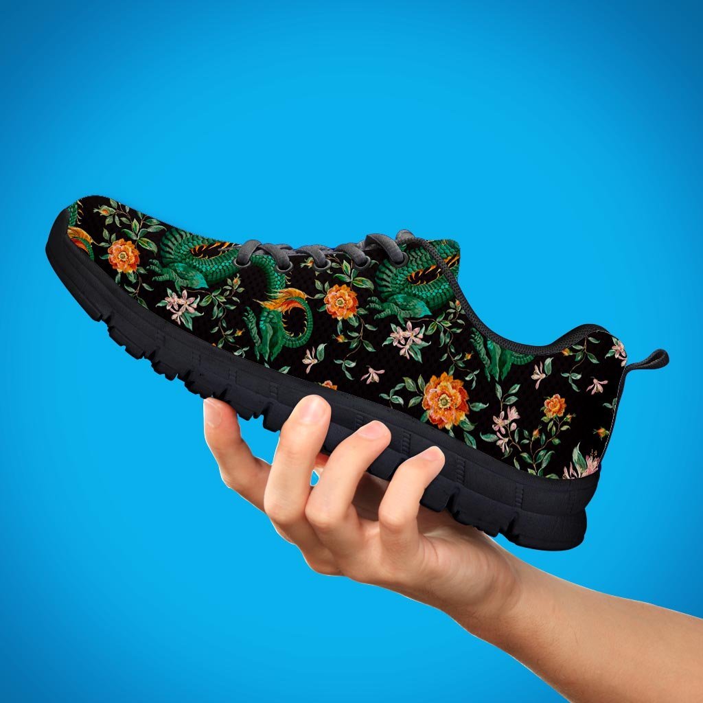 Chinese Green Dragon Print Men's Sneakers-grizzshop