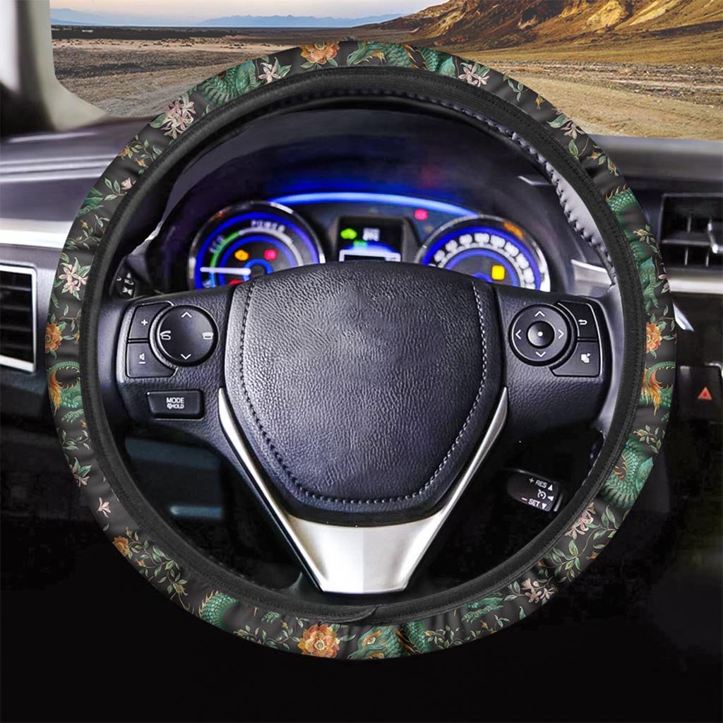 Chinese Green Dragon Print Steering Wheel Cover-grizzshop