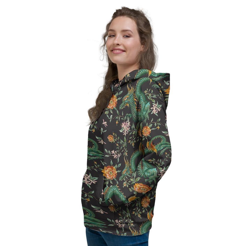 Chinese Green Dragon Print Women's Hoodie-grizzshop