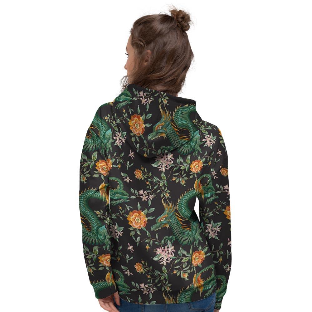 Chinese Green Dragon Print Women's Hoodie-grizzshop