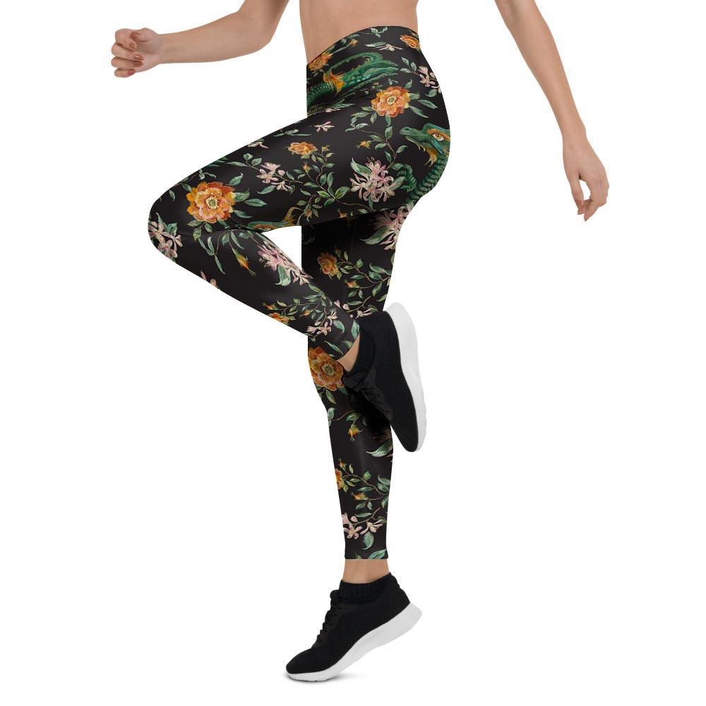 Chinese Green Dragon Print Women's Leggings-grizzshop