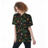 Chinese Green Dragon Print Women's Short Sleeve Shirts-grizzshop