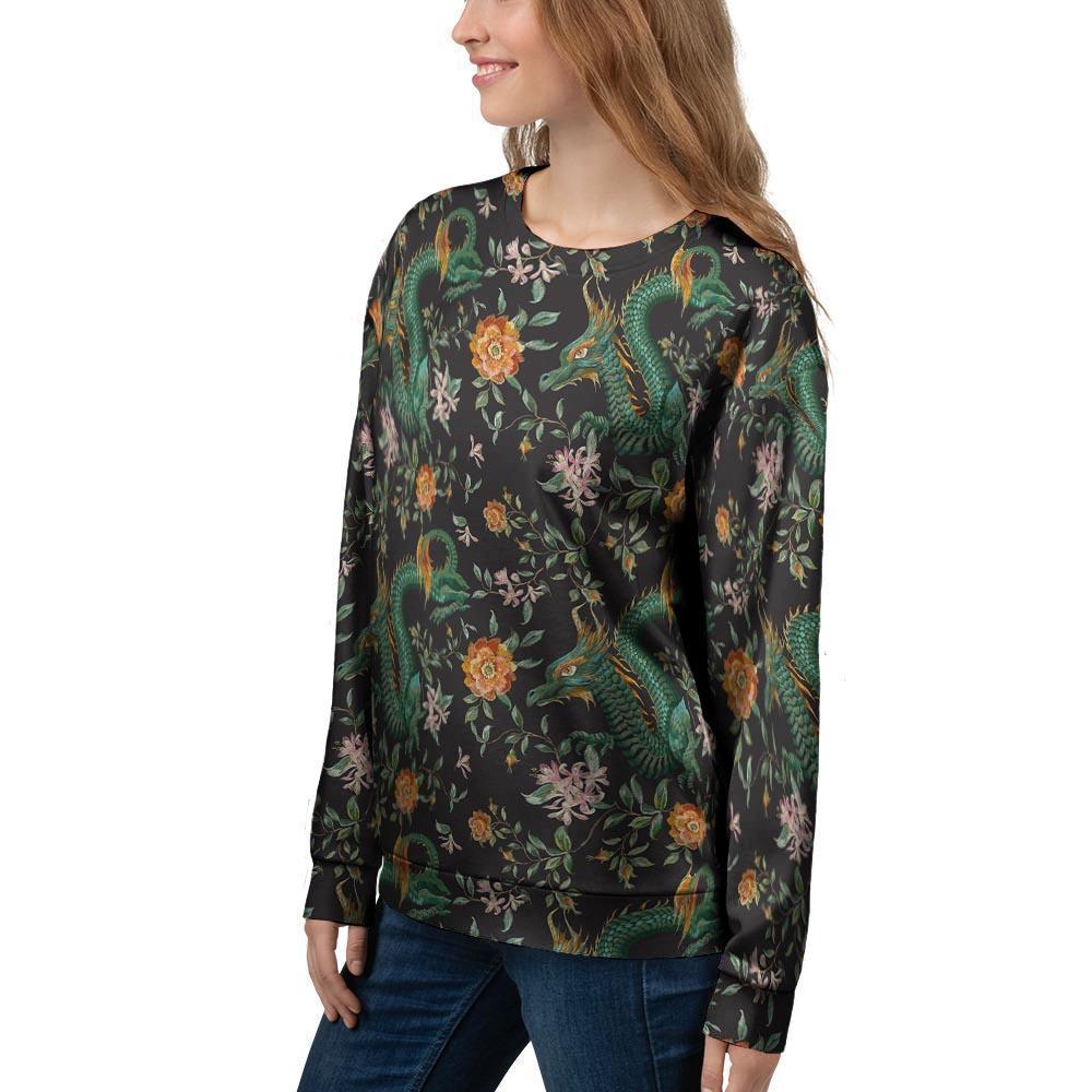 Chinese Green Dragon Print Women's Sweatshirt-grizzshop