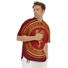 Chinese New Year Rooster Print Men's Short Sleeve Shirts-grizzshop