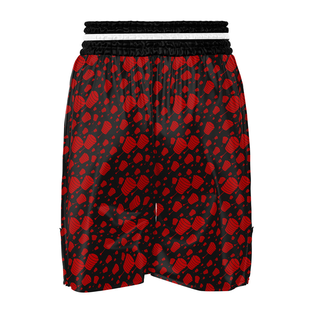 Chinese Red And Black Print Pattern Boxing Shorts-grizzshop