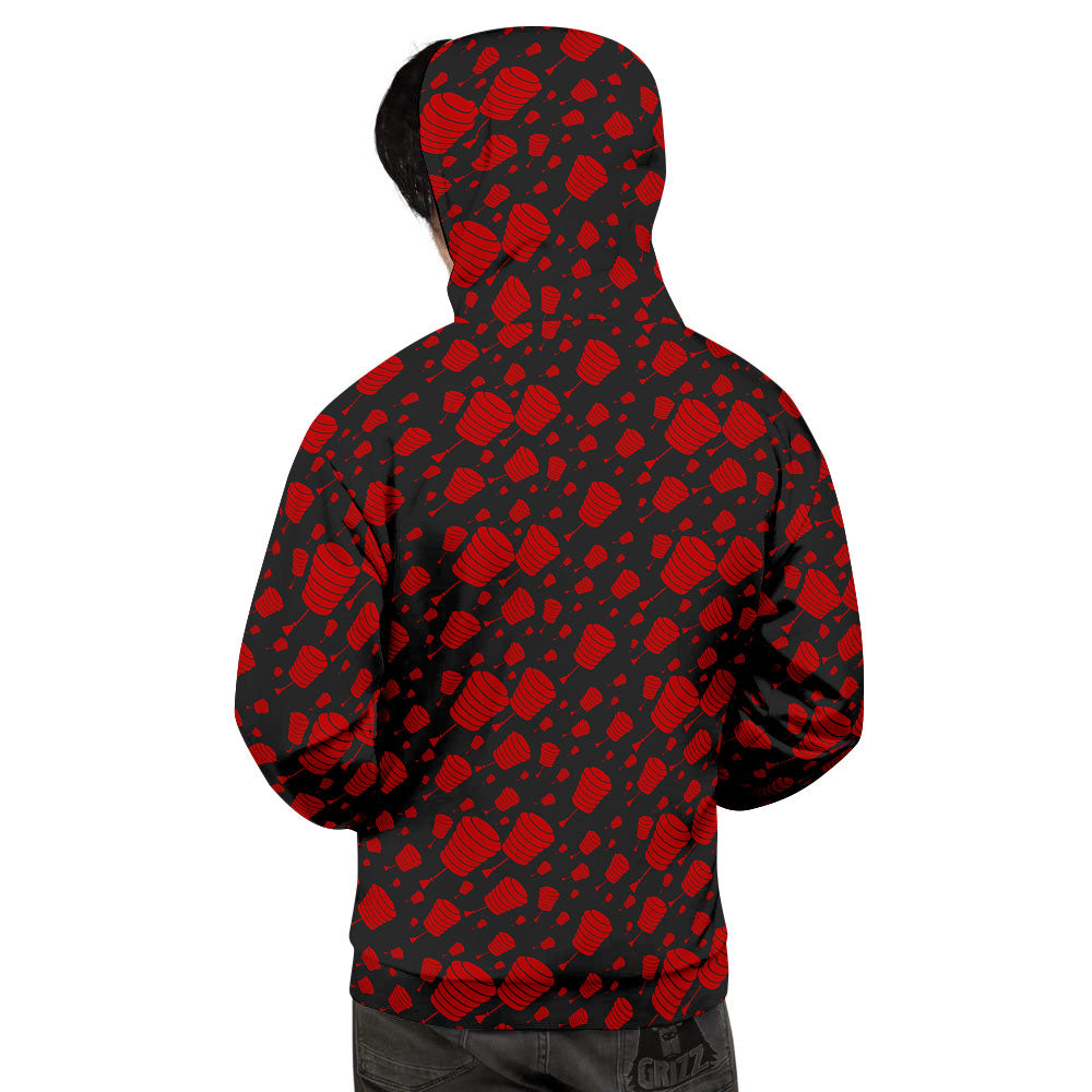 Chinese Red And Black Print Pattern Men's Hoodie-grizzshop