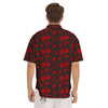 Chinese Red And Black Print Pattern Men's Short Sleeve Shirts-grizzshop