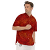 Chinese Red Print Pattern Men's Short Sleeve Shirts-grizzshop