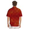 Chinese Red Print Pattern Men's Short Sleeve Shirts-grizzshop