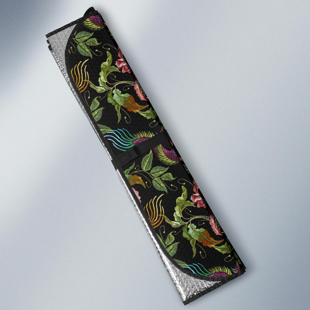 Chinese Rose Dragon Pattern Print Car Sun Shade-grizzshop