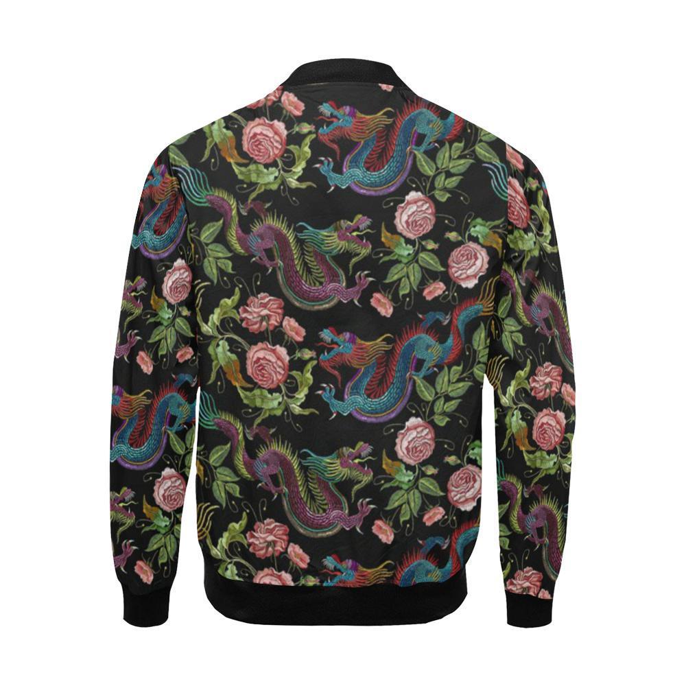 Chinese Rose Dragon Pattern Print Men's Bomber Jacket-grizzshop