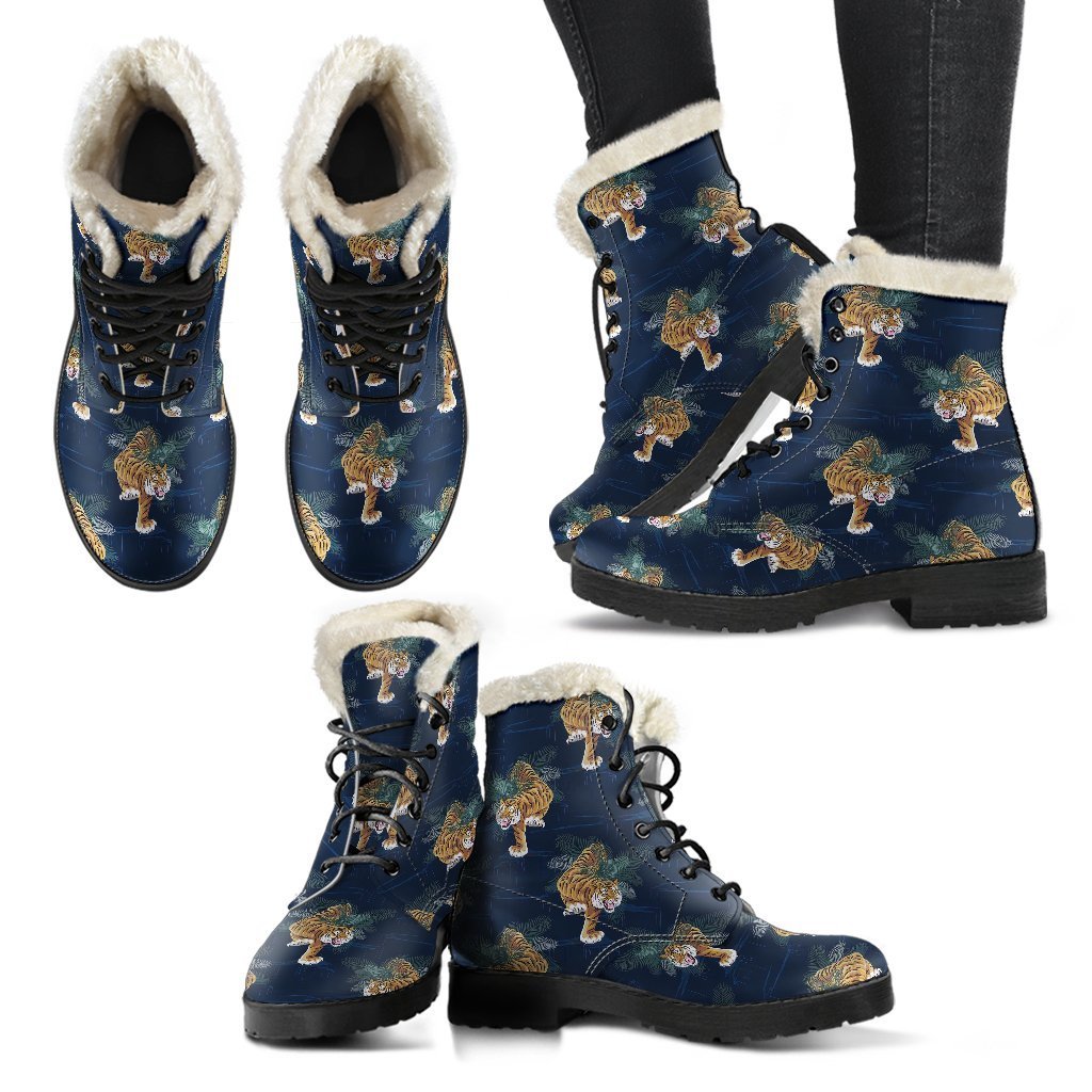 Chinese Tiger Pattern Print Comfy Winter Boots-grizzshop