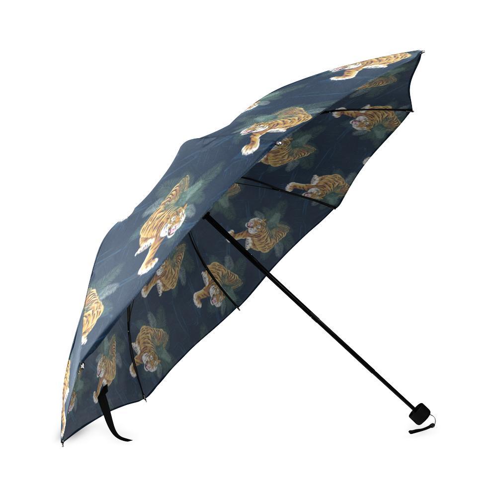 Chinese Tiger Pattern Print Foldable Umbrella-grizzshop