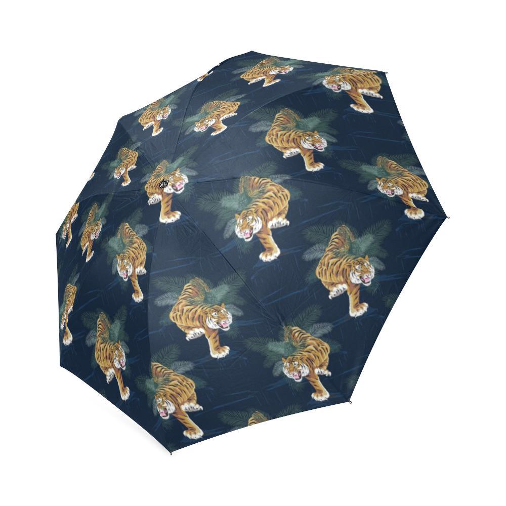 Chinese Tiger Pattern Print Foldable Umbrella-grizzshop