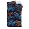 Chinese Wave Dragon Pattern Print Duvet Cover Bedding Set-grizzshop