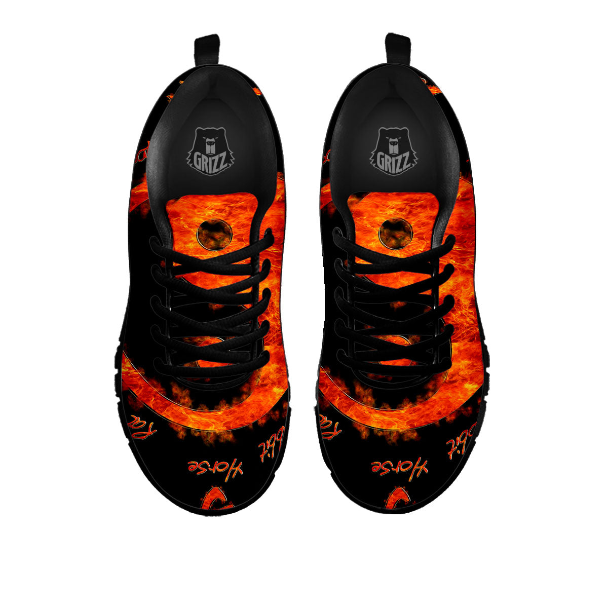 Chinese Zodiac Fire Yin Yang Print Black Sneaker-grizzshop