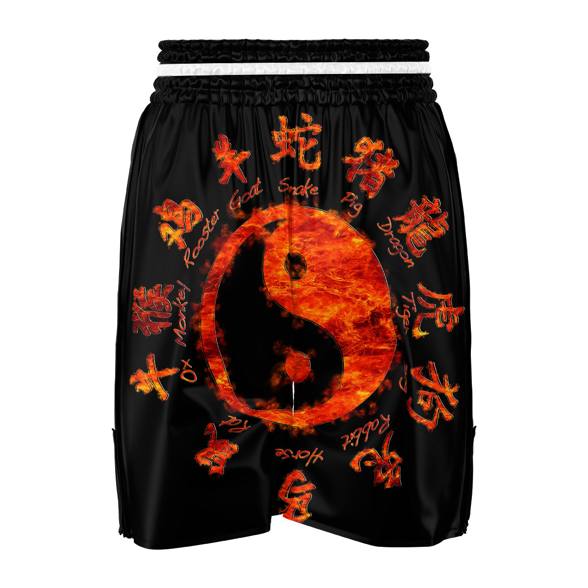 Chinese Zodiac Fire Yin Yang Print Boxing Shorts-grizzshop