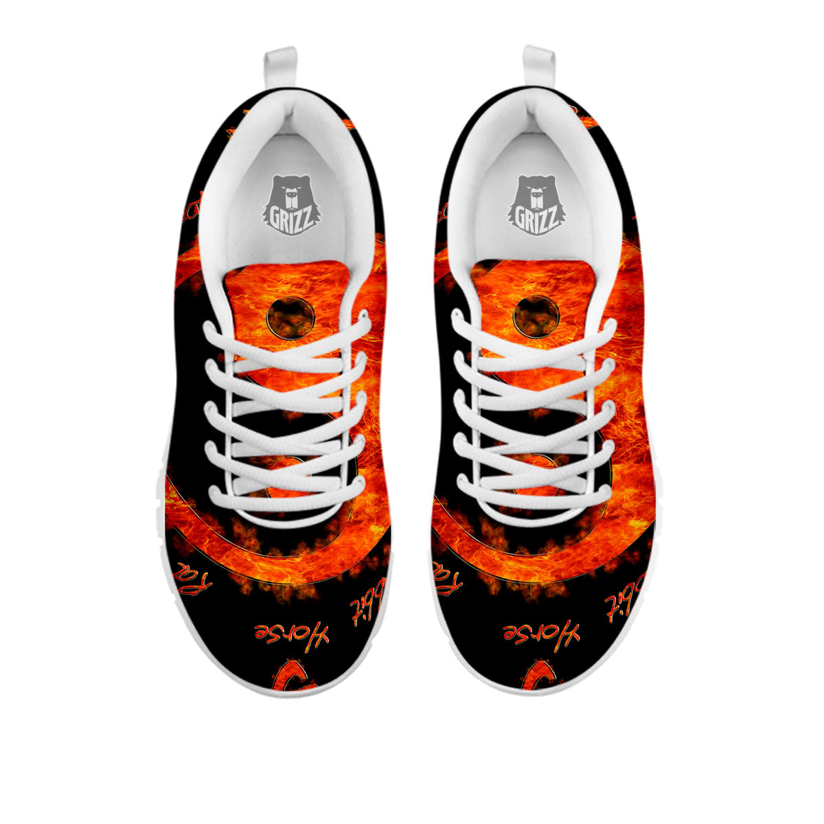 Chinese Zodiac Fire Yin Yang Print White Sneaker-grizzshop