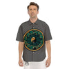 Chinese Zodiac Gold And Green Print Men's Short Sleeve Shirts-grizzshop