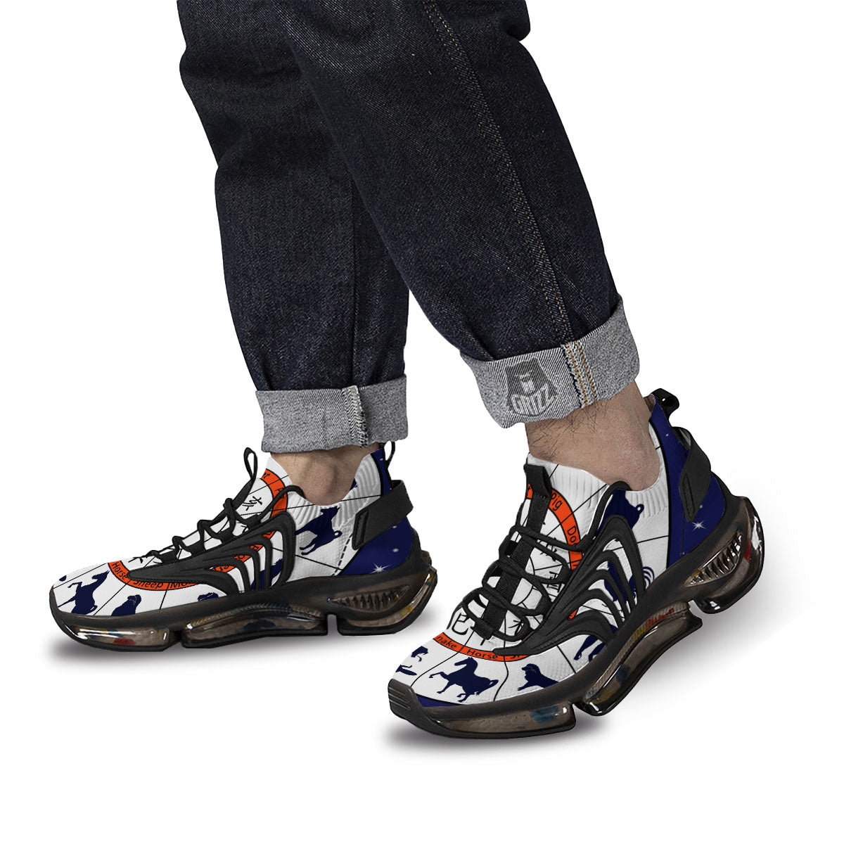 Chinese Zodiac Signs Yin Yang Print Black Gym Shoes-grizzshop
