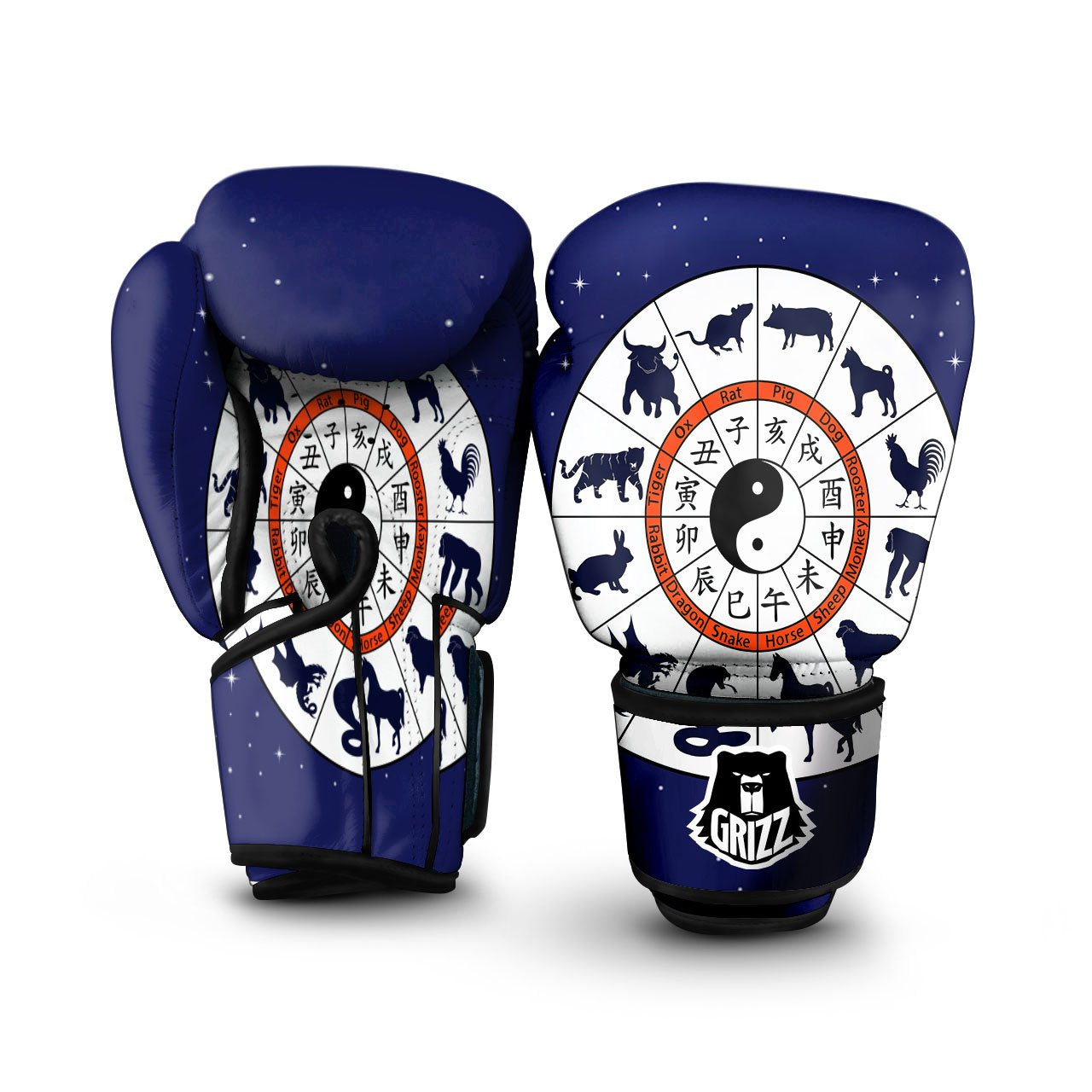 Chinese Zodiac Signs Yin Yang Print Boxing Gloves-grizzshop