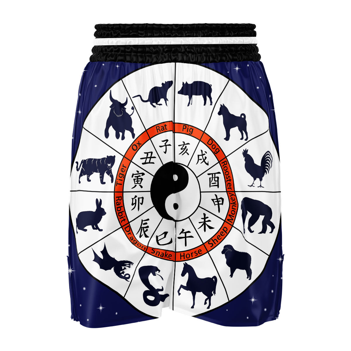 Chinese Zodiac Signs Yin Yang Print Boxing Shorts-grizzshop
