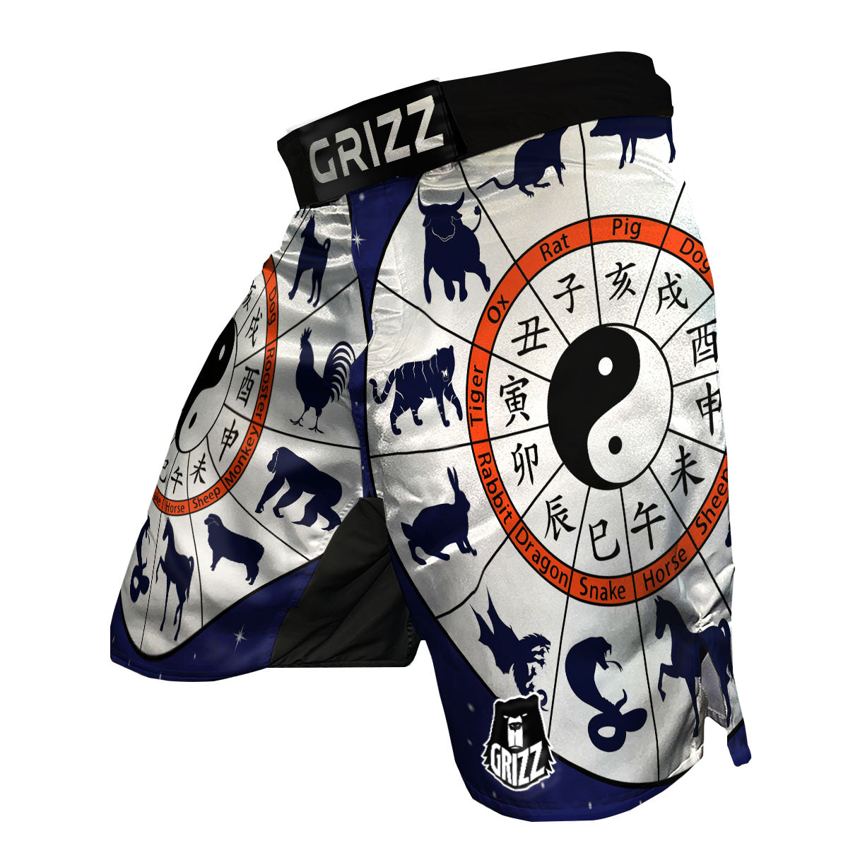 Chinese Zodiac Signs Yin Yang Print MMA Shorts-grizzshop
