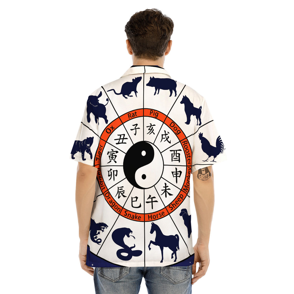 Chinese Zodiac Signs Yin Yang Print Men's Hawaiian Shirt-grizzshop