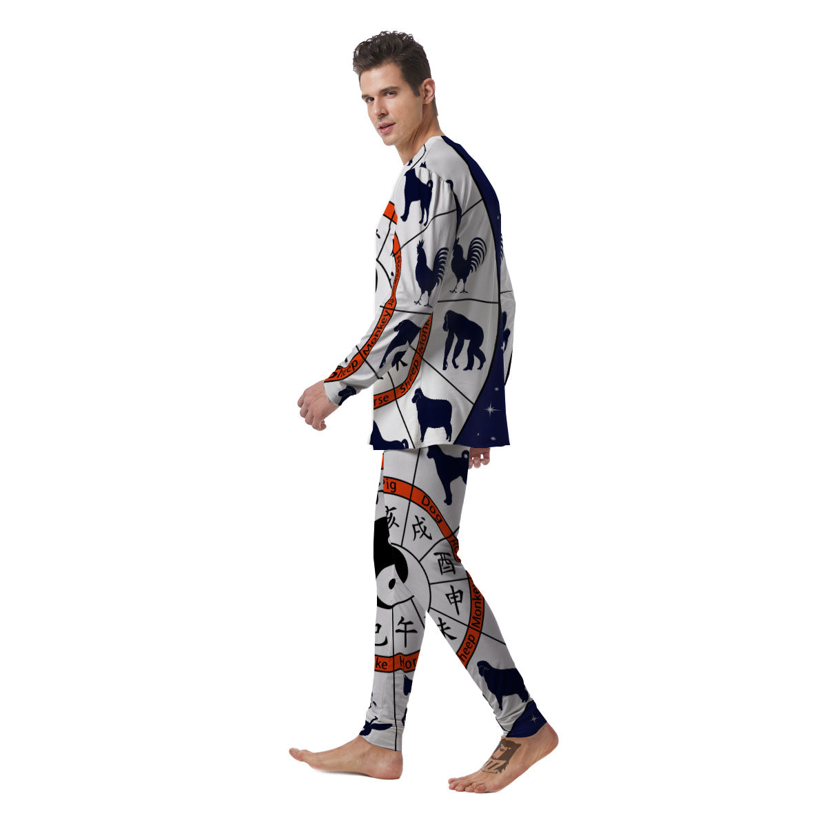 Chinese Zodiac Signs Yin Yang Print Men's Pajamas-grizzshop