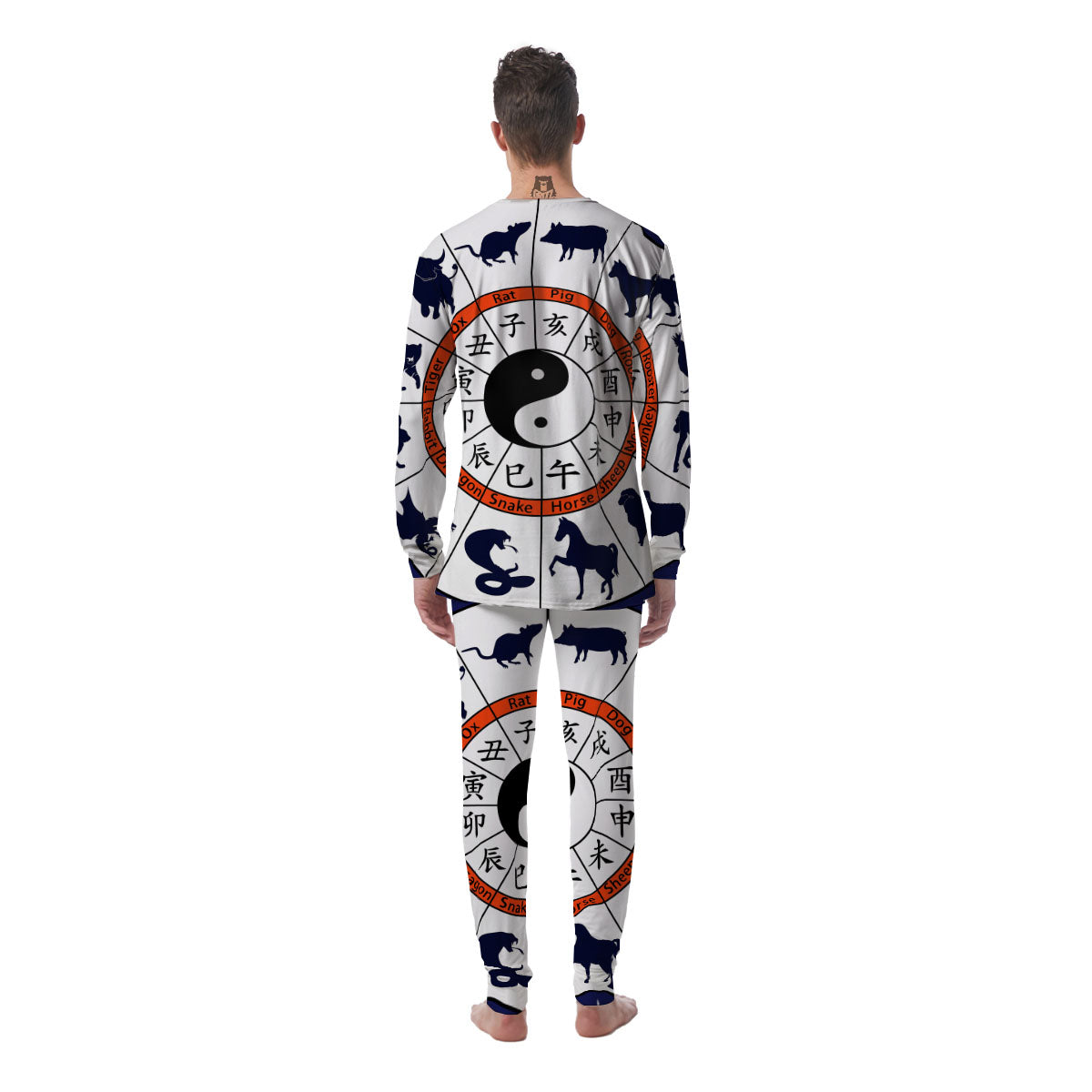 Chinese Zodiac Signs Yin Yang Print Men's Pajamas-grizzshop