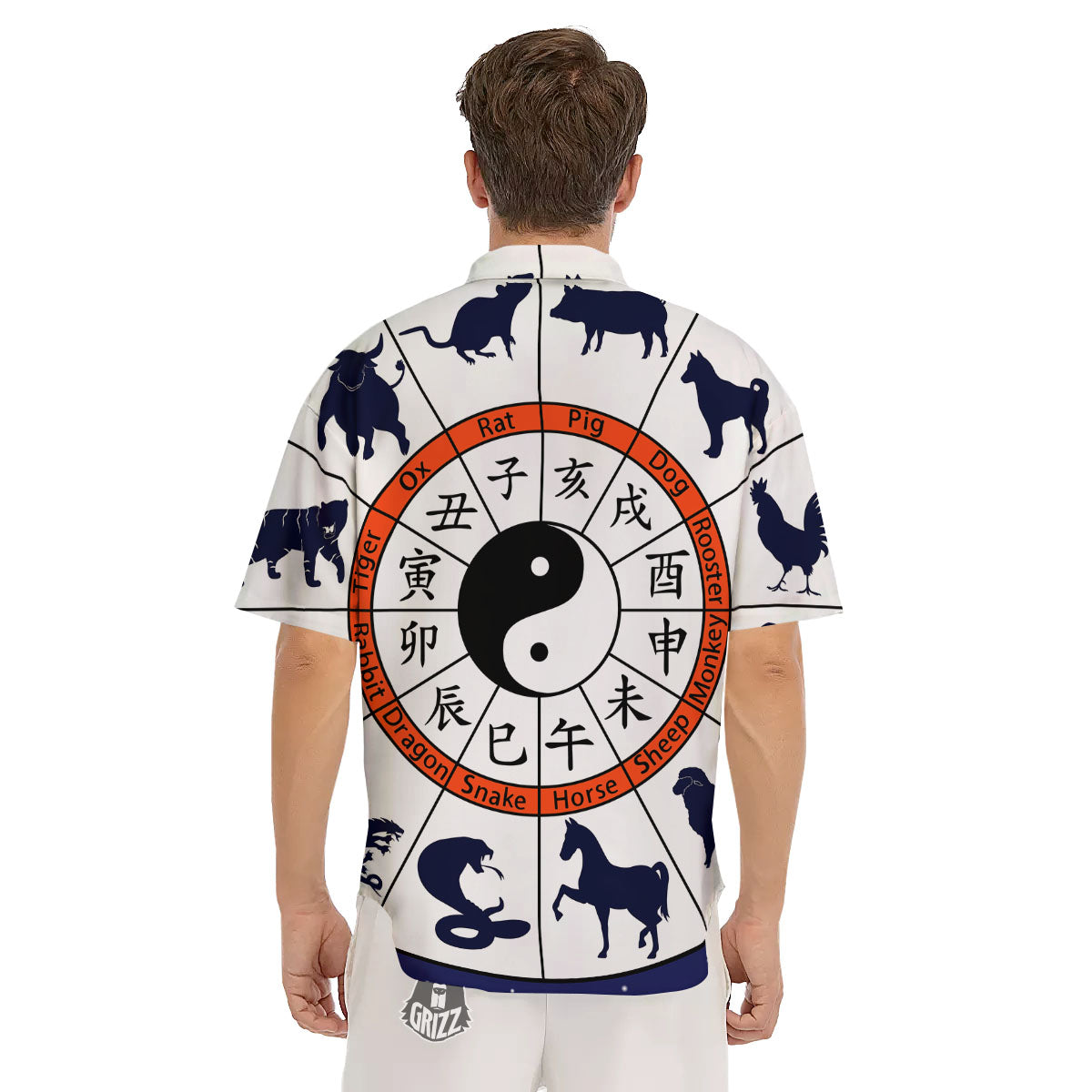 Chinese Zodiac Signs Yin Yang Print Men's Short Sleeve Shirts-grizzshop