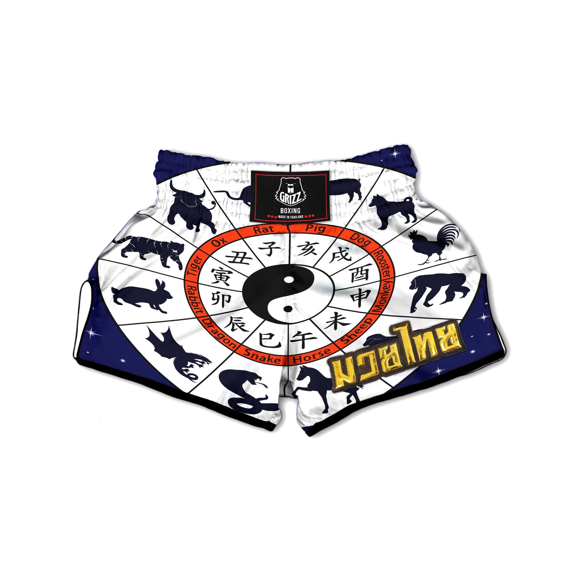 Chinese Zodiac Signs Yin Yang Print Muay Thai Boxing Shorts-grizzshop