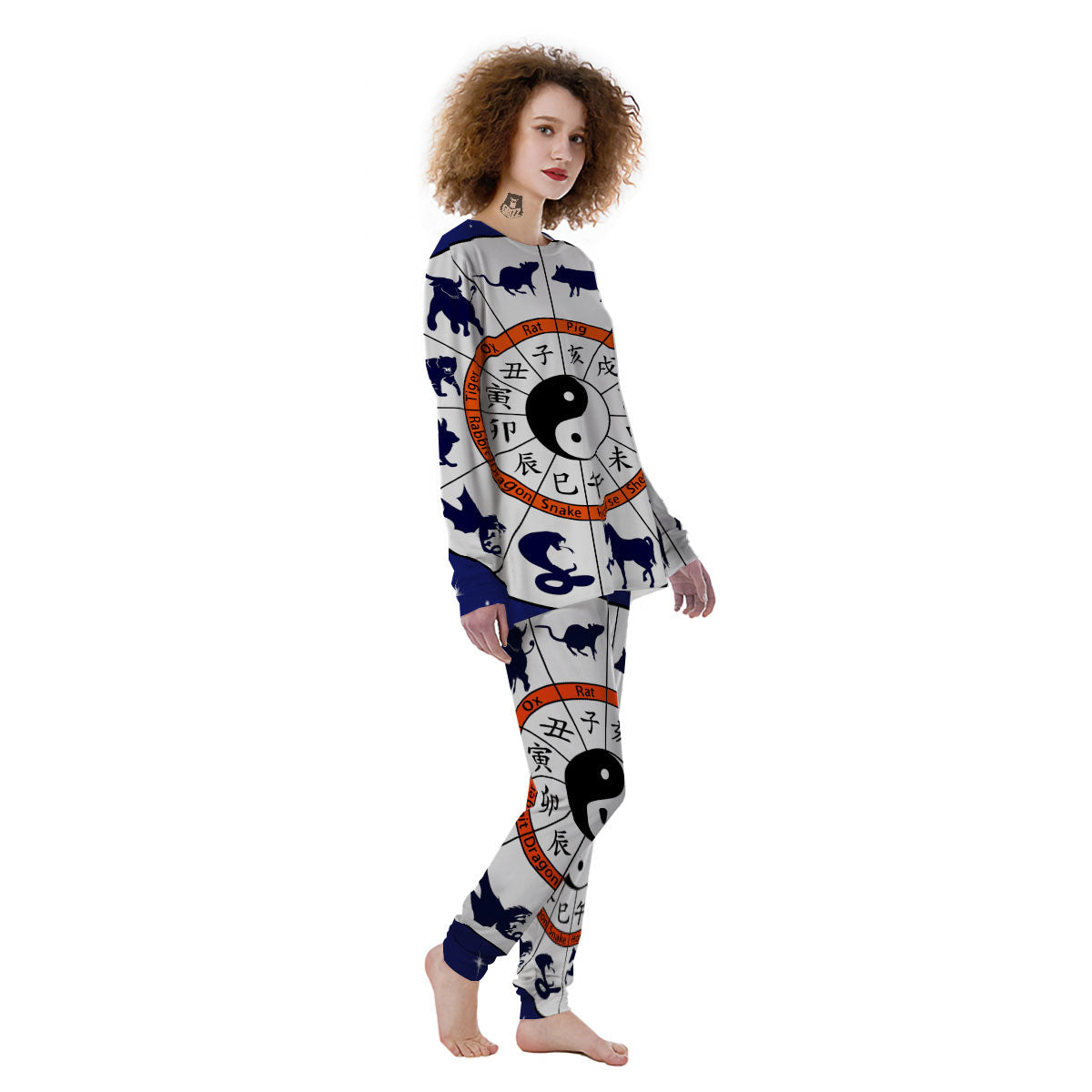 Chinese Zodiac Signs Yin Yang Print Women's Pajamas-grizzshop